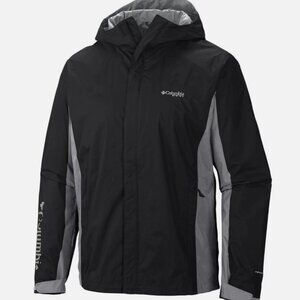 Columbia PFG Men’s Omni-Tech Hooded Fishing Jacket – Black/Gray (XXL)